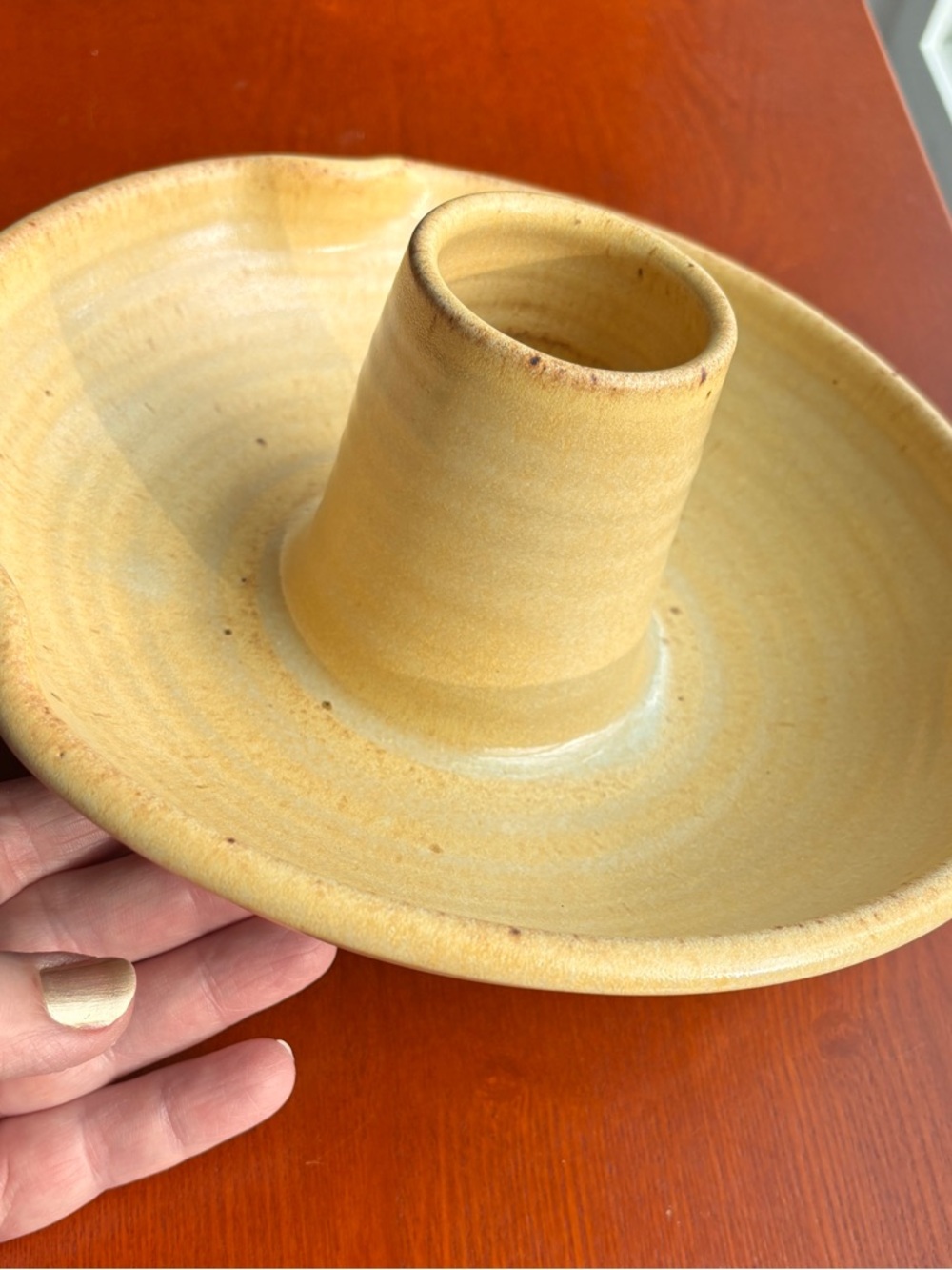 Handcrafted Drunken Chicken Crock Roaster Pottery Yellow  Vintage